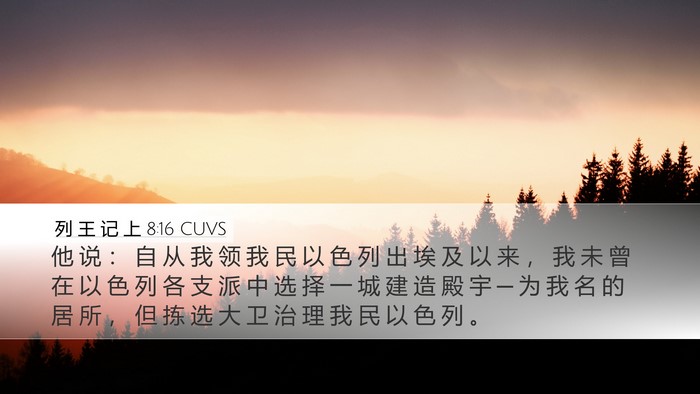 列 王 记 上 8:16 CUVS Bible Verse Image