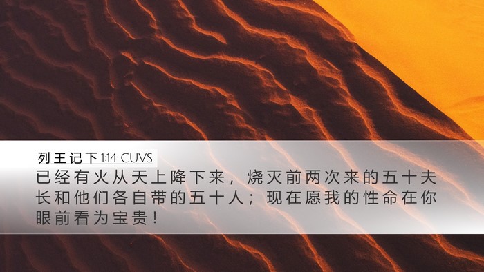 列 王 记 下 1:14 CUVS Desktop Wallpaper - 已 经 有 火 从 天 上 降 下 来 ， 烧 - Desktop Bible Verse Wallpaper
