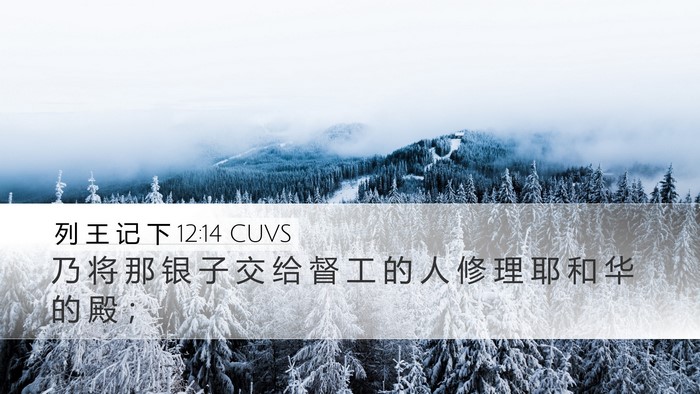 列 王 记 下 12:14 CUVS Desktop Wallpaper - 乃 将 那 银 子 交 给 督 工 的 人 修 - Desktop Bible Verse Wallpaper