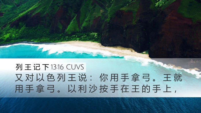 列 王 记 下 13:16 CUVS Desktop Wallpaper - 又 对 以 色 列 王 说 ： 你 用 手 拿 - Desktop Bible Verse Wallpaper