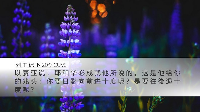 列 王 记 下 20:9 CUVS Desktop Wallpaper - 以 赛 亚 说 ： 耶 和 华 必 成 就 他 - Desktop Bible Verse Wallpaper