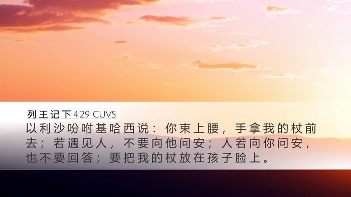 列 王 记 下 4:29 CUVS Bible Verse Image