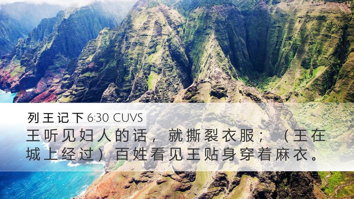 列 王 记 下 6:30 CUVS Desktop Wallpaper - 王 听 见 妇 人 的 话 ， 就 撕 裂 衣 - Desktop Bible Verse Wallpaper