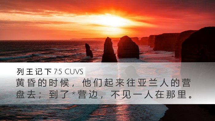 列 王 记 下 7:5 CUVS Desktop Wallpaper - 黄 昏 的 时 候 ， 他 们 起 来 往 亚 - Desktop Bible Verse Wallpaper