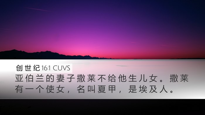创 世 纪 16:1 CUVS Desktop Wallpaper - 亚 伯 兰 的 妻 子 撒 莱 不 给 他 生 - Desktop Bible Verse Wallpaper
