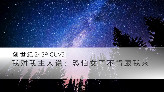 创 世 纪 24:39 CUVS Desktop Wallpaper - 我 对 我 主 人 说 ： 恐 怕 女 子 不 - Desktop Bible Verse Wallpaper