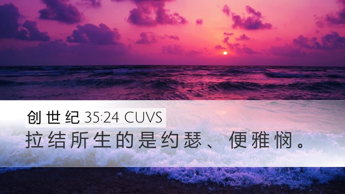 创 世 纪 35:24 CUVS Desktop Wallpaper - 拉 结 所 生 的 是 约 瑟 、 便 雅 悯 - Desktop Bible Verse Wallpaper