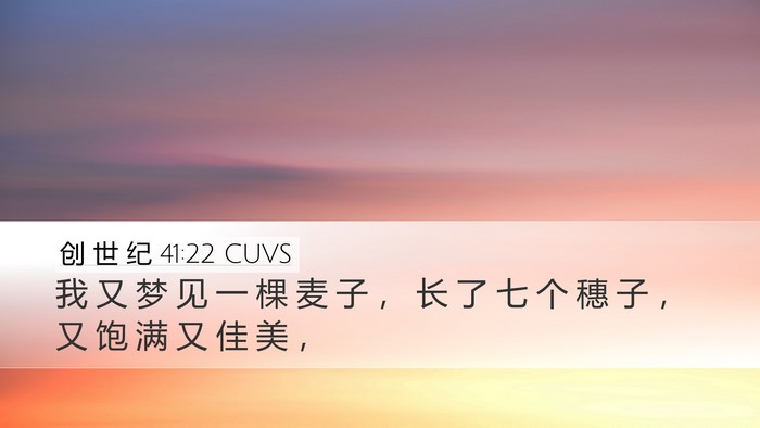 创 世 纪 41:22 CUVS Desktop Wallpaper - 我 又 梦 见 一 棵 麦 子 ， 长 了 七 - Desktop Bible Verse Wallpaper