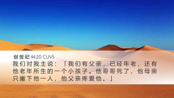 创 世 纪 44:20 CUVS Bible Verse Image