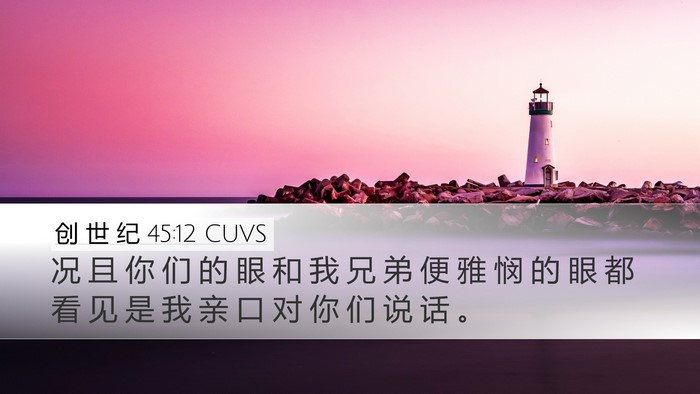 创 世 纪 45:12 CUVS Desktop Wallpaper - 况 且 你 们 的 眼 和 我 兄 弟 便 雅 - Desktop Bible Verse Wallpaper