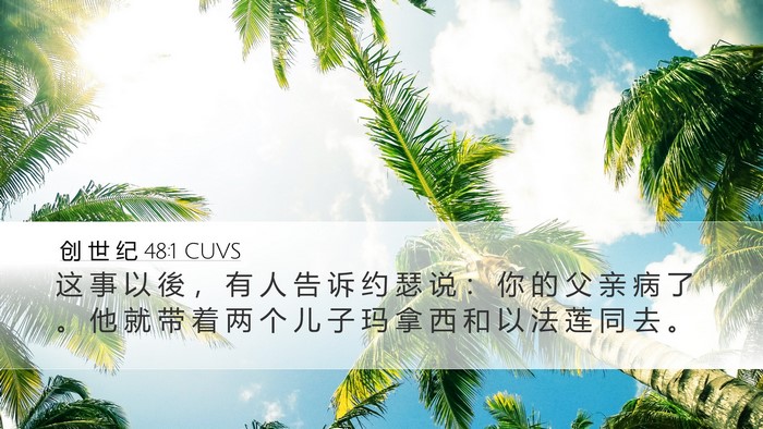 创 世 纪 48:1 CUVS Desktop Wallpaper - 这 事 以 後 ， 有 人 告 诉 约 瑟 说 - Desktop Bible Verse Wallpaper