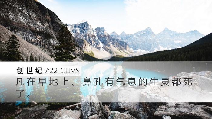 创 世 纪 7:22 CUVS Desktop Wallpaper - 凡 在 旱 地 上 、 鼻 孔 有 气 息 的 - Desktop Bible Verse Wallpaper