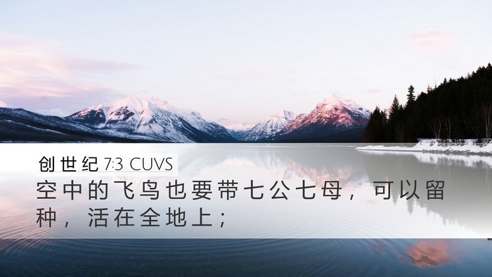 创 世 纪 7:3 CUVS Desktop Wallpaper - 空 中 的 飞 鸟 也 要 带 七 公 七 母 - Desktop Bible Verse Wallpaper
