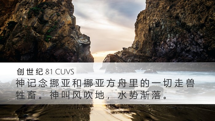 创 世 纪 8:1 CUVS Desktop Wallpaper - 神 记 念 挪 亚 和 挪 亚 方 舟 里 的 - Desktop Bible Verse Wallpaper