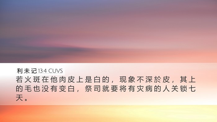 利 未 记 13:4 CUVS Desktop Wallpaper - 若 火 斑 在 他 肉 皮 上 是 白 的 ， - Desktop Bible Verse Wallpaper