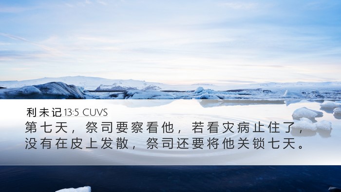 利 未 记 13:5 CUVS Desktop Wallpaper - 第 七 天 ， 祭 司 要 察 看 他 ， 若 - Desktop Bible Verse Wallpaper
