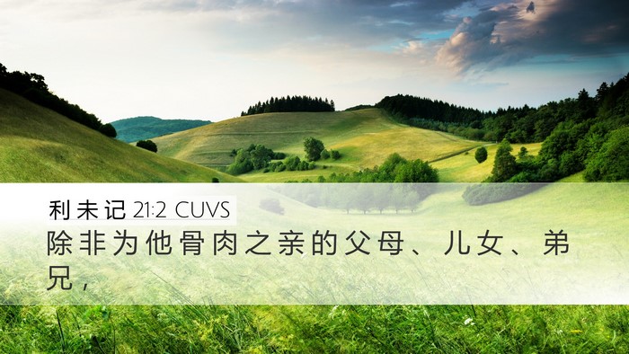 利 未 记 21:2 CUVS Desktop Wallpaper - 除 非 为 他 骨 肉 之 亲 的 父 母 、 - Desktop Bible Verse Wallpaper