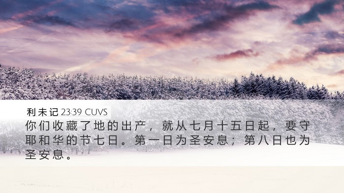 利 未 记 23:39 CUVS Desktop Wallpaper - 你 们 收 藏 了 地 的 出 产 ， 就 从 - Desktop Bible Verse Wallpaper