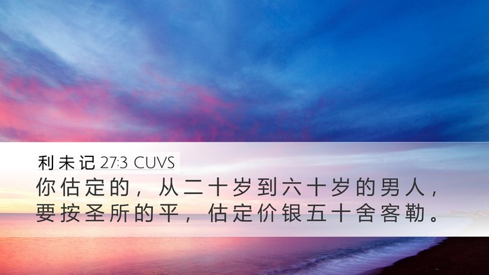 利 未 记 27:3 CUVS Desktop Wallpaper - 你 估 定 的 ， 从 二 十 岁 到 六 十 - Desktop Bible Verse Wallpaper