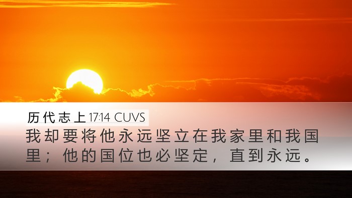 历 代 志 上 17:14 CUVS Desktop Wallpaper - 我 却 要 将 他 永 远 坚 立 在 我 家 - Desktop Bible Verse Wallpaper