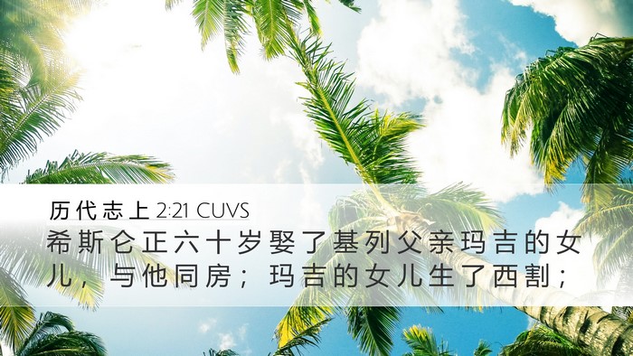 历 代 志 上 2:21 CUVS Bible Verse Image