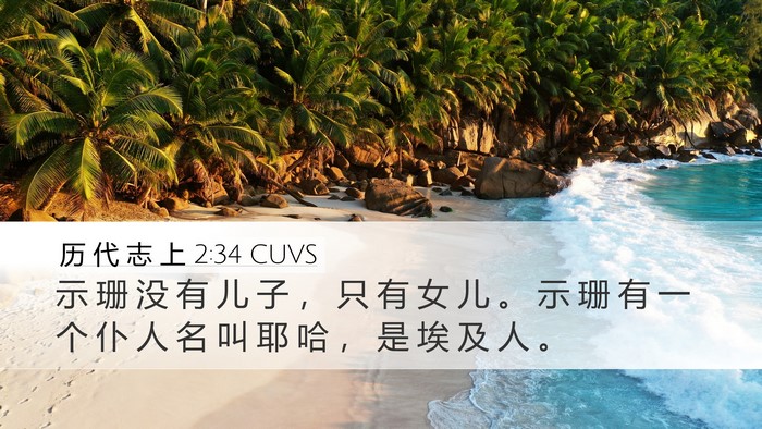 历 代 志 上 2:34 CUVS Desktop Wallpaper - 示 珊 没 有 儿 子 ， 只 有 女 儿 。 - Desktop Bible Verse Wallpaper
