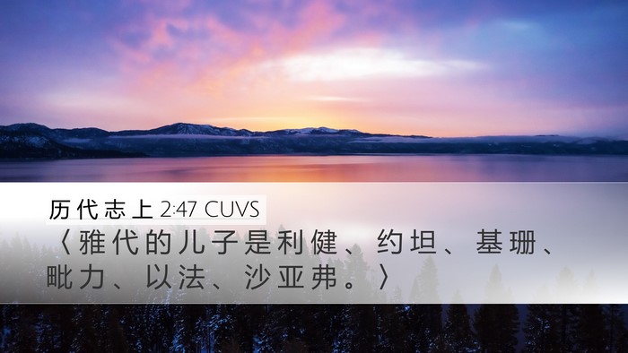 历 代 志 上 2:47 CUVS Desktop Wallpaper - 〈 雅 代 的 儿 子 是 利 健 、 约 坦 - Desktop Bible Verse Wallpaper