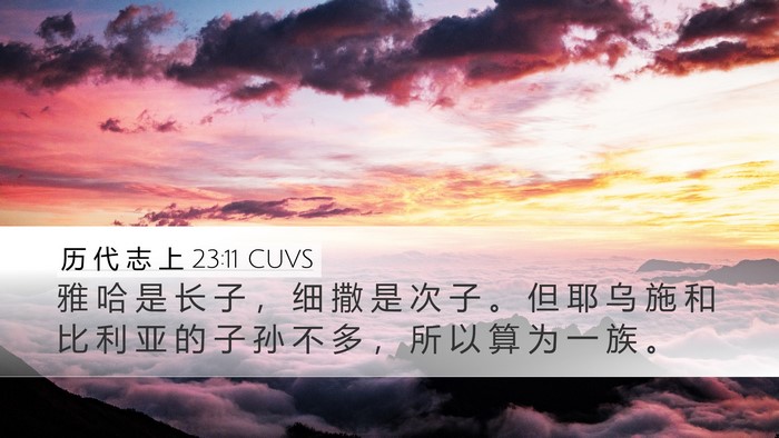 历 代 志 上 23:11 CUVS Desktop Wallpaper - 雅 哈 是 长 子 ， 细 撒 是 次 子 。 - Desktop Bible Verse Wallpaper