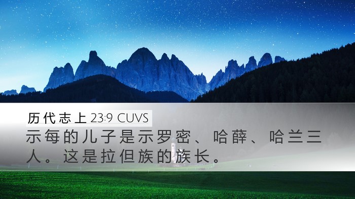 历 代 志 上 23:9 CUVS Desktop Wallpaper - 示 每 的 儿 子 是 示 罗 密 、 哈 薛 - Desktop Bible Verse Wallpaper
