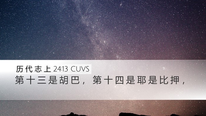 历 代 志 上 24:13 CUVS Desktop Wallpaper - 第 十 三 是 胡 巴 ， 第 十 四 是 耶 - Desktop Bible Verse Wallpaper