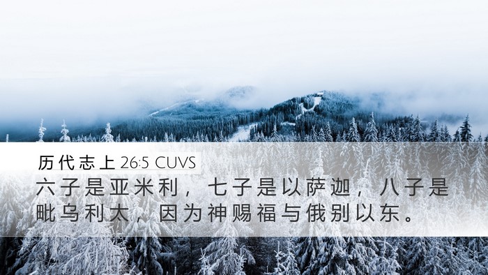 历 代 志 上 26:5 CUVS Desktop Wallpaper - 六 子 是 亚 米 利 ， 七 子 是 以 萨 - Desktop Bible Verse Wallpaper