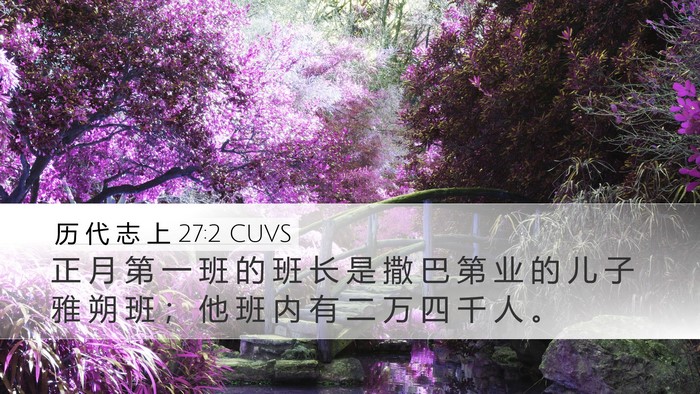 历 代 志 上 27:2 CUVS Bible Verse Image