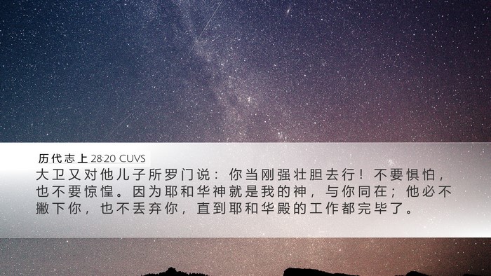 历 代 志 上 28:20 CUVS Bible Verse Image