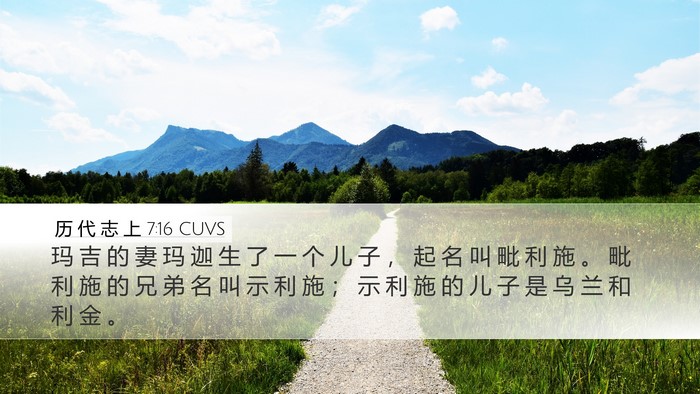 历 代 志 上 7:16 CUVS Desktop Wallpaper - 玛 吉 的 妻 玛 迦 生 了 一 个 儿 子 - Desktop Bible Verse Wallpaper