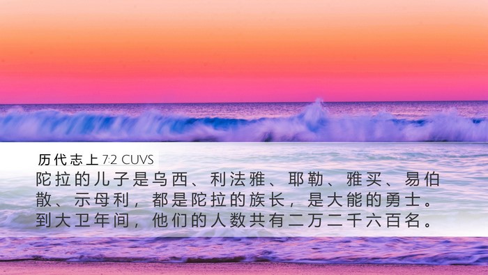 历 代 志 上 7:2 CUVS Desktop Wallpaper - 陀 拉 的 儿 子 是 乌 西 、 利 法 雅 - Desktop Bible Verse Wallpaper