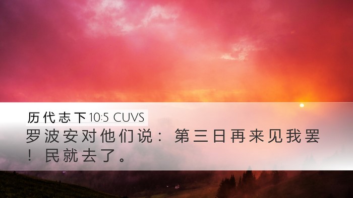 历 代 志 下 10:5 CUVS Desktop Wallpaper - 罗 波 安 对 他 们 说 ： 第 三 日 再 - Desktop Bible Verse Wallpaper