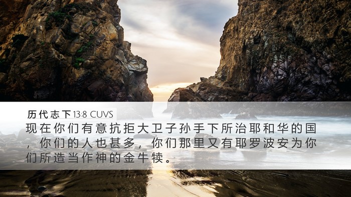 历 代 志 下 13:8 CUVS Desktop Wallpaper - 现 在 你 们 有 意 抗 拒 大 卫 子 孙 - Desktop Bible Verse Wallpaper