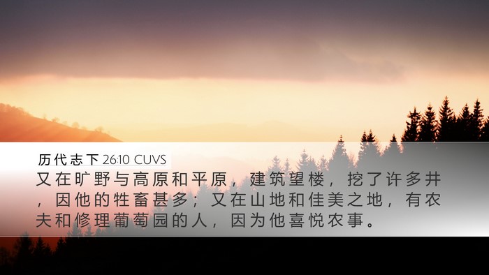 历 代 志 下 26:10 CUVS Bible Verse Image