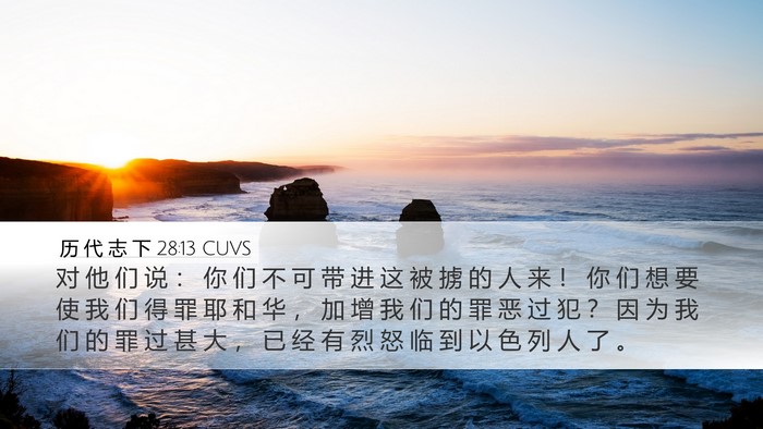 历 代 志 下 28:13 CUVS Bible Verse Image