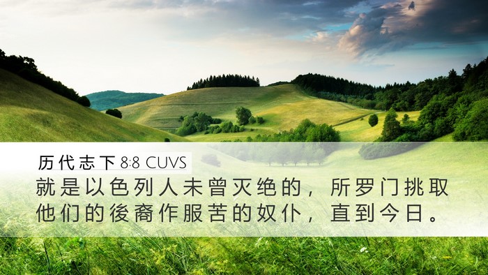历 代 志 下 8:8 CUVS Desktop Wallpaper - 就 是 以 色 列 人 未 曾 灭 绝 的 ， - Desktop Bible Verse Wallpaper
