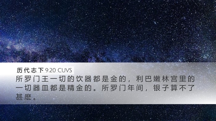 历 代 志 下 9:20 CUVS Bible Verse Image