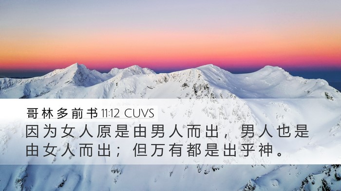 哥 林 多 前 书 11:12 CUVS Desktop Wallpaper - 因 为 女 人 原 是 由 男 人 而 出 ， - Desktop Bible Verse Wallpaper
