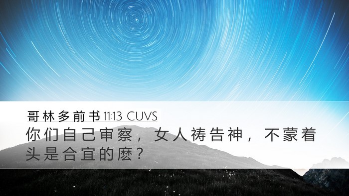 哥 林 多 前 书 11:13 CUVS Desktop Wallpaper - 你 们 自 己 审 察 ， 女 人 祷 告 神 - Desktop Bible Verse Wallpaper