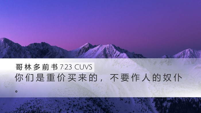 哥 林 多 前 书 7:23 CUVS Desktop Wallpaper - 你 们 是 重 价 买 来 的 ， 不 要 作 - Desktop Bible Verse Wallpaper