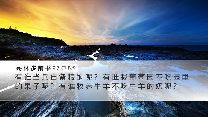 哥 林 多 前 书 9:7 CUVS Bible Verse Image