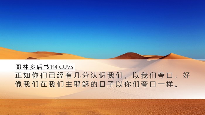 哥 林 多 后 书 1:14 CUVS Bible Verse Image