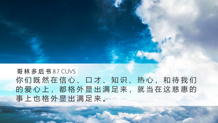哥 林 多 后 书 8:7 CUVS Bible Verse Image