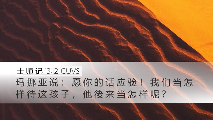 士 师 记 13:12 CUVS Desktop Wallpaper - 玛 挪 亚 说 ： 愿 你 的 话 应 验 ！ - Desktop Bible Verse Wallpaper
