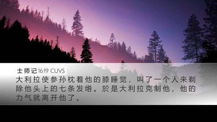 士 师 记 16:19 CUVS Bible Verse Image