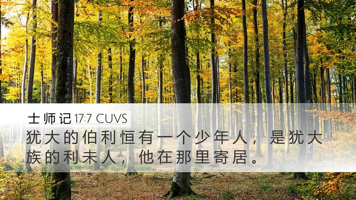 士 师 记 17:7 CUVS Desktop Wallpaper - 犹 大 的 伯 利 恒 有 一 个 少 年 人 - Desktop Bible Verse Wallpaper